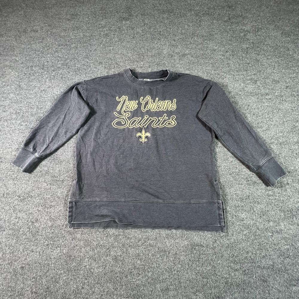 NFL Team Apparel New Orleans Saints Sweatshirt Womens XL Charcoal Gray Sleepwear